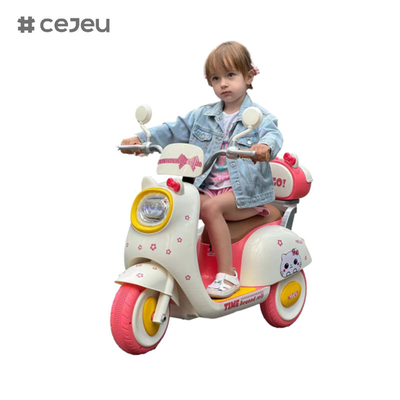 CJ-BBF-318 Motociclette elettriche, Caffè Rosa Bianco.6V4*1/380*1/One click start/Music/Story Early Childhood/LED
