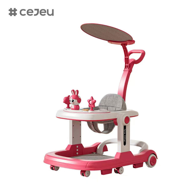 QRBB-869A, baby walker, 2 in 1 3 regolare l'altezza Ruota*6 Freno/Musica/Giochi Strisce di sicurezza antincaduta cuscino sedile: lino Silenzioso