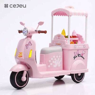 CJ-YT-368 Macchina Elettrica da Corsa per Bambini 3-7 Anni Batteria Musica Luce Moto Elettrica per Bambini Gelato