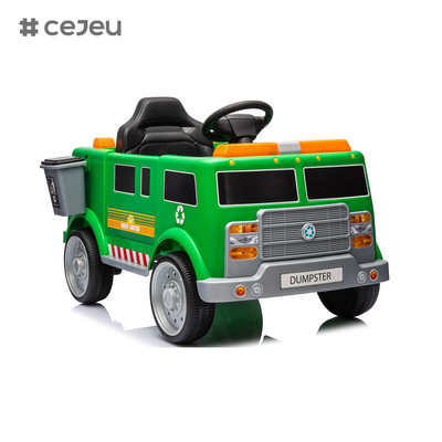 Recycling Truck Interactive Ride On Toy, bambini di età compresa tra 1,5 e 4 anni, batteria e caricabatterie da 6 volt, effetti sonori, verde