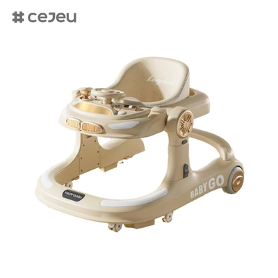 CJ-958, baby walker, khaki grigio arancione, musica/luci 6 regolare l'altezza, un clic pieghevole, dimensioni 58*60*75, silenzioso whe universale