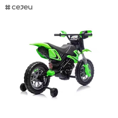 CJ-XB-8015 Moto elettrica per bambini a batteria 12V, tipo dirt bike, per età 3-8 anni, con rotelle, clacson e suono di avvio, certificata En71