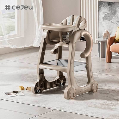 CJ-SH-S08 Baby High Chair Baby Feeding Chair per neonati e bambini piccoli con vassoio regolabile, ruote di blocco e cuscino in PU lavabile