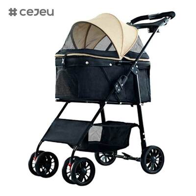 CJ-CS-102 Passeggino per gatti pieghevole di lusso a 4 ruote all'ingrosso con borsa per gatti lavabile Carrello per animali domestici facile da montare
